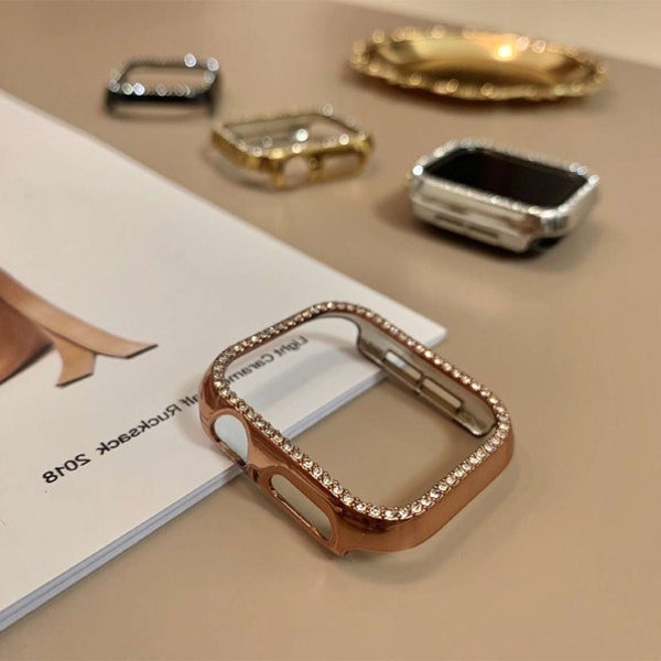 Bling Diamond Apple Watch Plated Case Cover Bumper Shock Resistant 49mm 45mm 44mm 42mm 41mm 40mm 38mm Clear Silver Gold Rose Gold