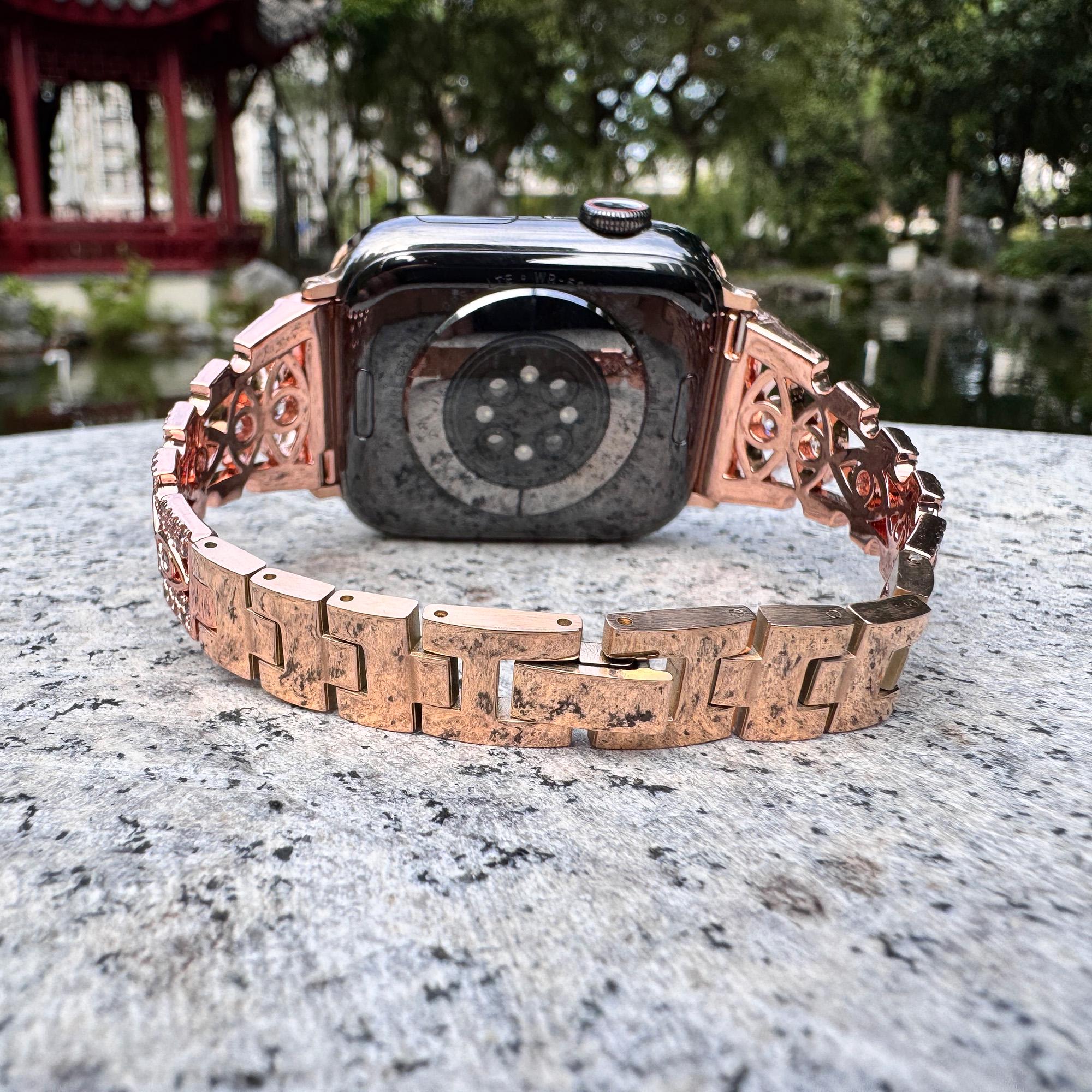 NEW Rose Gold Luxury Floral Rhinestone Apple Watch Band www.Nuroco.com - Apple Watch crystal band Luxury Bling  main image 4