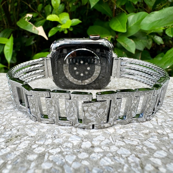 Vintage Link Chain Apple Watch Band, Silver Plated Stainless Steel