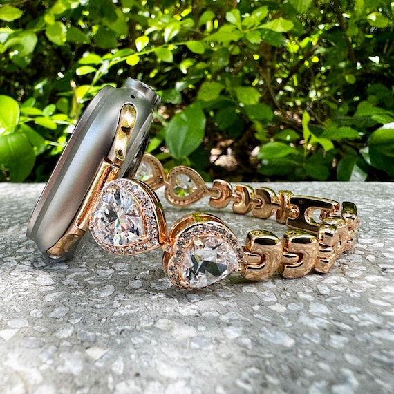 Rose Gold Double Bling Diamonds Rhinestone Apple Watch Band  display picture 3