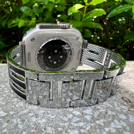 Silver Black Geometric Apple Watch Band 38 40 42 44 41 45 46 49mm  