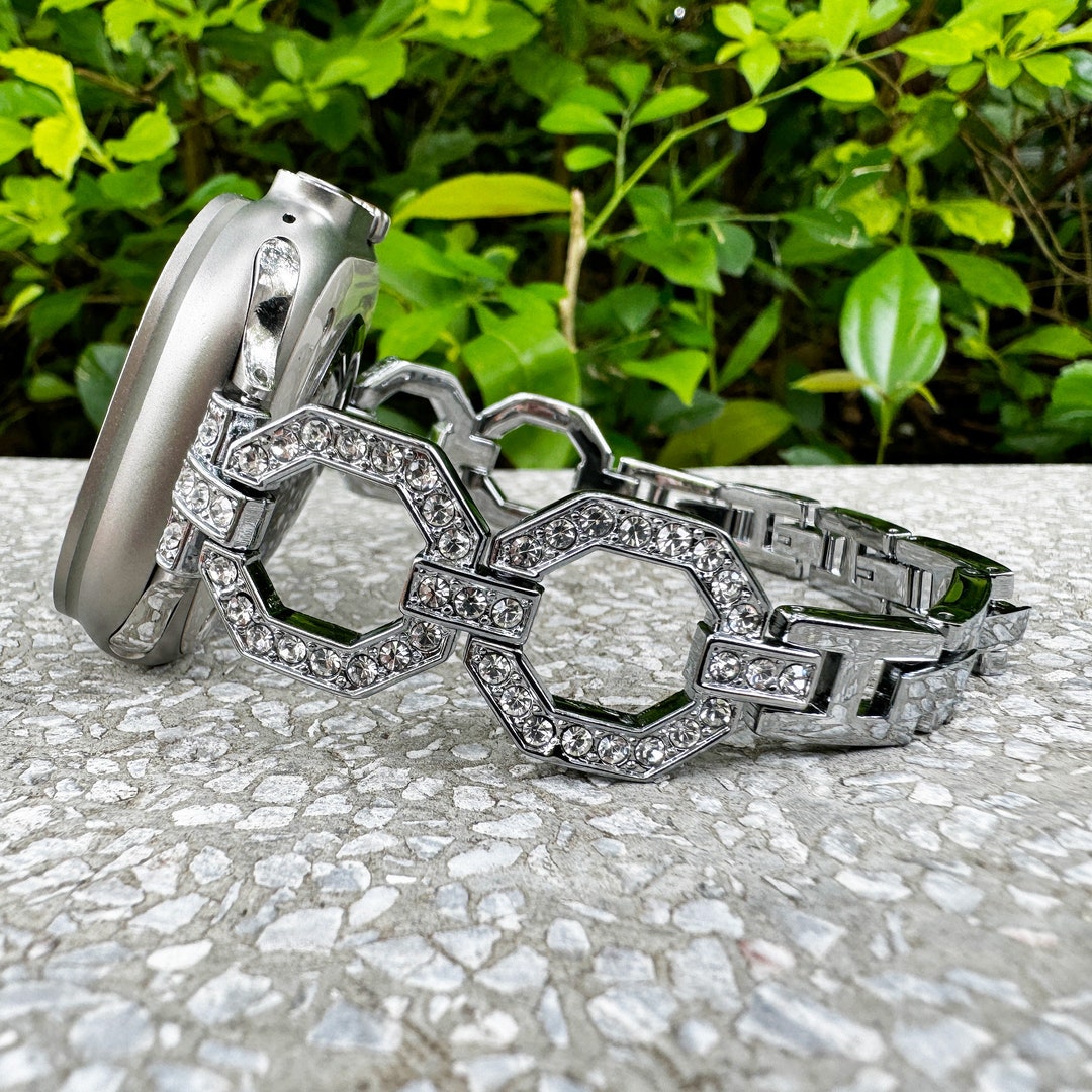 Silver Octagon Bling Diamond Rhinestone Apple Watch Band  display picture 2
