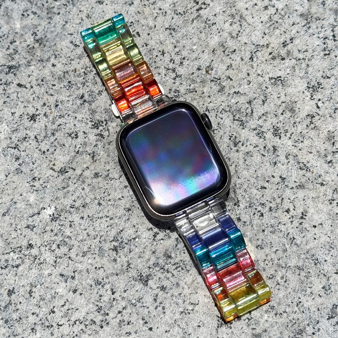 Rainbow Acrylic Radiant Spectrum Apple Watch Band Bracelet Series 10/9 ...
