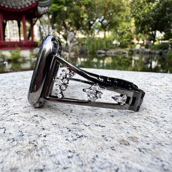 Luxury Black Rhinestone Apple Watch Band Stainless Steel  display picture 1