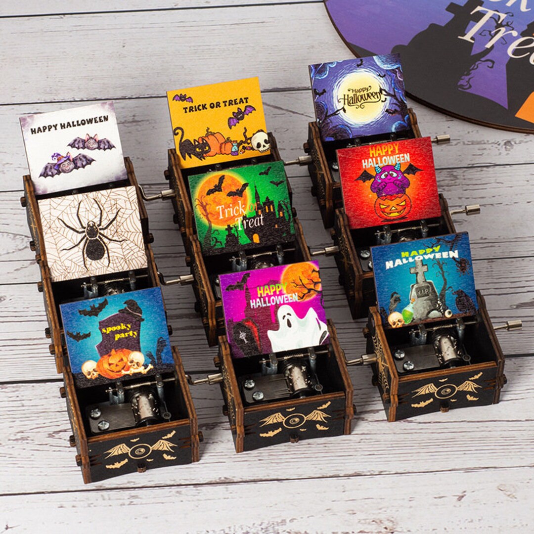 Halloween Music Box Wooden Music Box Halloween Music Box Etsy