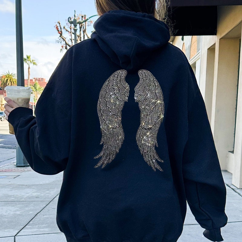 Off the shoulder Hamsa  rhinestone sweatshirt main image 0