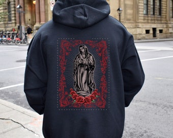 Our Lady Of Guadalupe Mother Virgin Mary Zip Up Hoodie Catholic Religious Sweatshirt Men's Sweatshirt