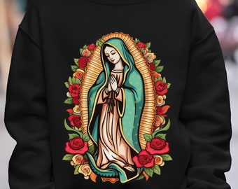 Guadalupe Youth Sweatshirt, Virgin de Guadalupe Kids Sweatshirt, Our Lady Of Guadalupe Kids Sweater, Virgin Mary Sweatshirt