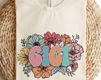 Floral Gigi Shirt, Floral Gigi T-shirt, Floral Grandma Shirt, Grandmother Shirt, Gigi to Be Gift, New Grandma Shirt, Pregnancy Reveal Tee