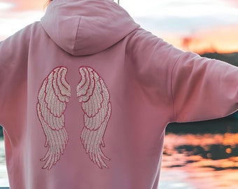 Angel Wings Rhinestones Hoodie, Rhinestones Angel Wings Zip Up Hoodie, Rhinestones Wings Youth Sweatshirt, Bling Sweatshirt