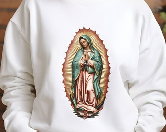 Virgen de Guadalupe Sweatshirt, Virgin de Guadalupe Pullover Hoodie, Our Lady Of Guadalupe Hoody, Catholic Religious Sweatshirt