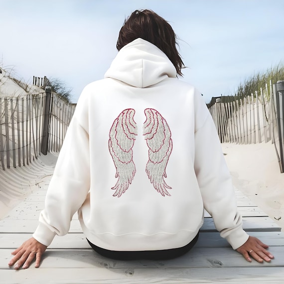 Angel Wings Rhinestones Hoodie, Rhinestones Angel Wings Zip up