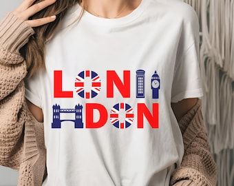 London Shirt, British Shirt, Gift for Travelers, Vacation Shirt, London England T-Shirt, Travel Gift, England Landmarks Unisex Shirt
