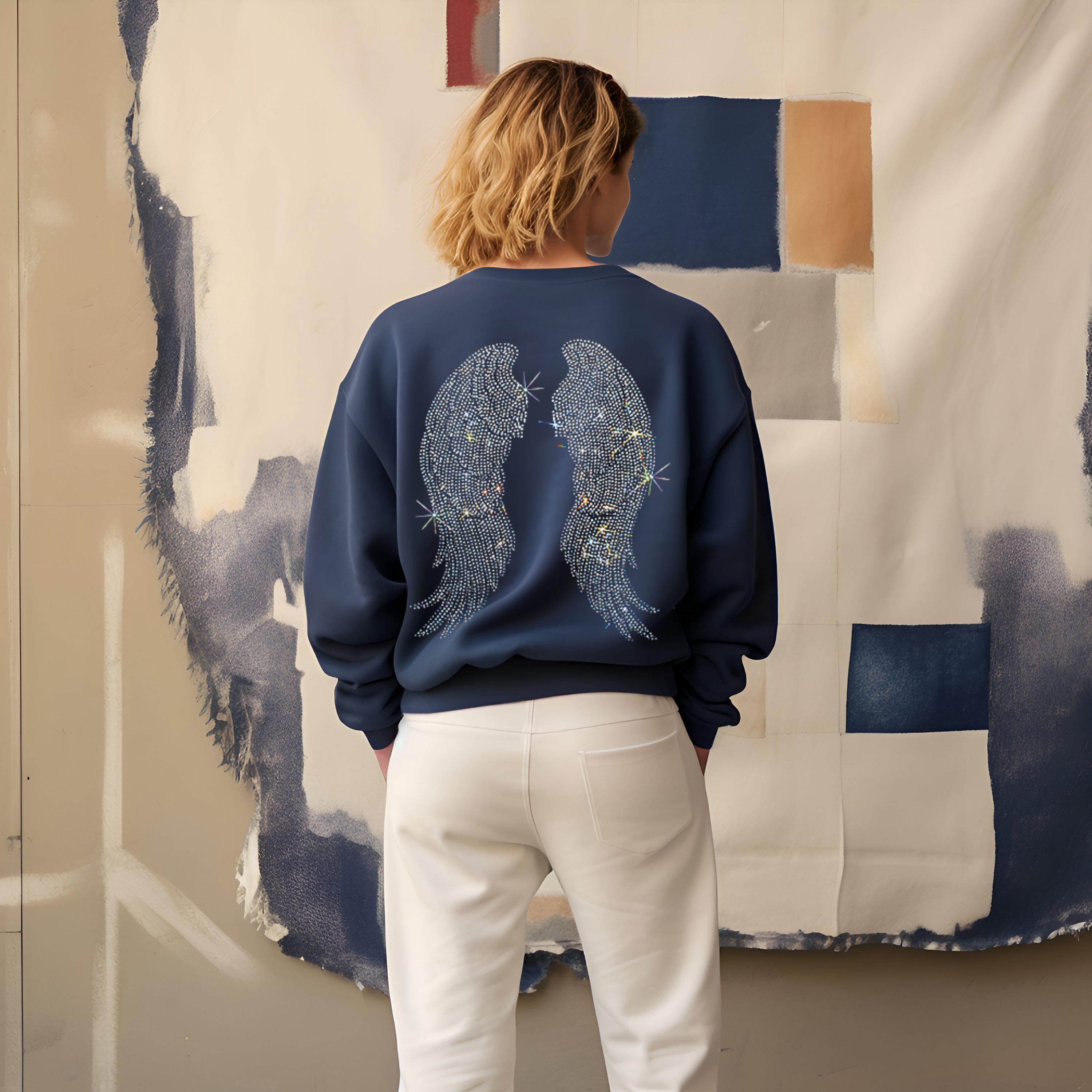 Angel Wings Rainbow Round Neck Long Sleeve Sweater main image 0