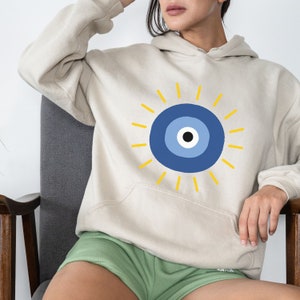 Turkish Evil Eye Hoodie, Evil Eye Sweatshirt, Protection Pullover Hoodie, Women&#39;s Eye Hoodie, Third Eye, Unisex Hoodie, Oversized Hoodie