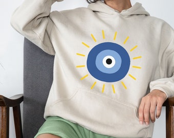 Turkish Evil Eye Hoodie, Evil Eye Sweatshirt, Protection Pullover Hoodie, Women's Eye Hoodie, Third Eye, Unisex Hoodie, Oversized Hoodie