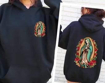 Virgen de Guadalupe Pullover Hoodie, Virgin de Guadalupe Unisex Hoodie, Our Lady Of Guadalupe Sweatshirt, Catholic Religious Pullover Hoodie