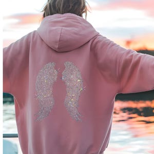 Angel Wings Rhinestones Hoodie, Rhinestones Angel Wings Sweatshirt, Rhinestones Wings Pullover Hoodie, Bling Sweatshirt, Bling Top