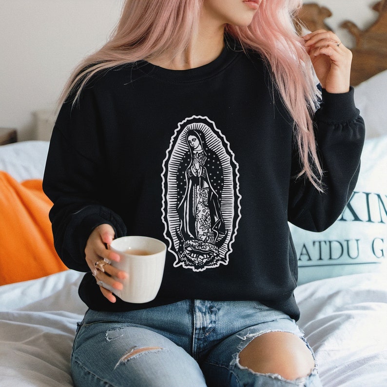 Guadalupe Sweatshirt, Virgin De Guadalupe Pullover Hoodie, Our Lady of