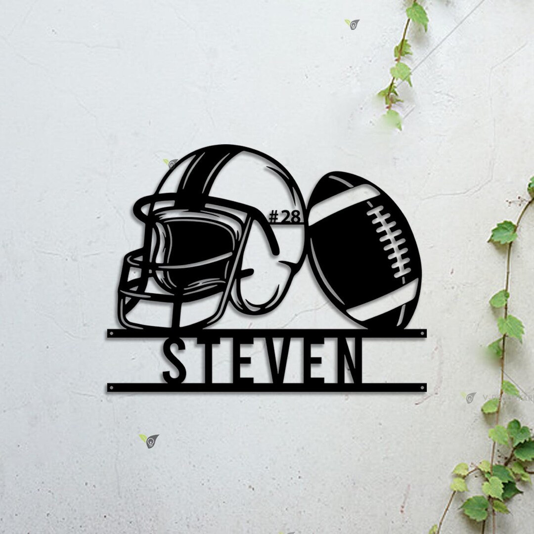 Custom Football Metal Sign Football Sign Football Name Sign Etsy
