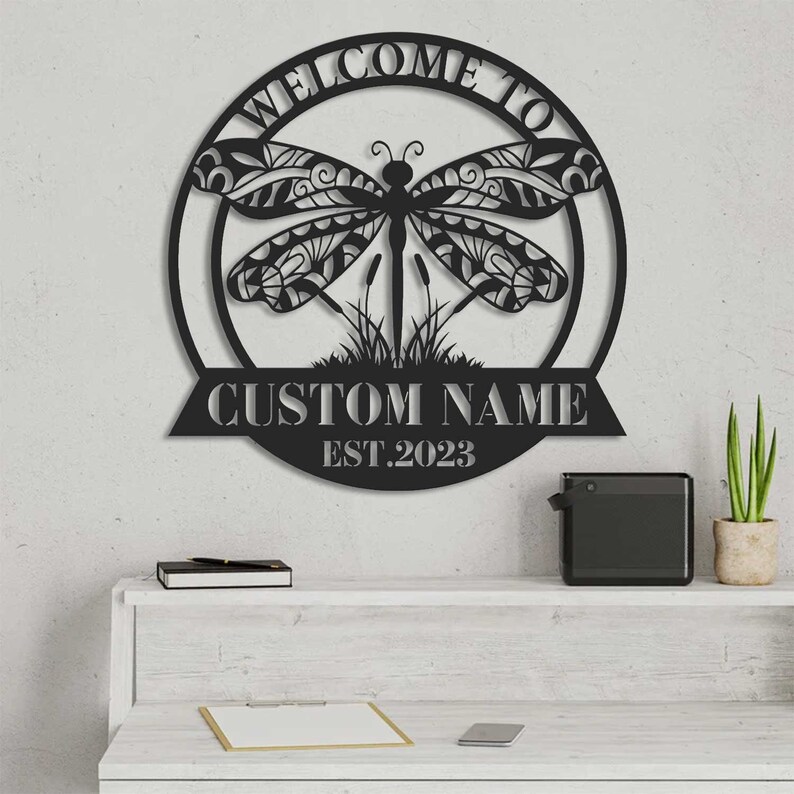 Personalized Dragonfly Wall Art Door Hanger Housewarming Etsy