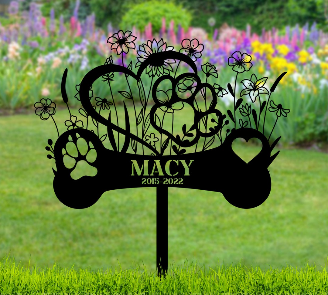 Custom Dog Memorial Stake With Heart and Paw Stake Custom Etsy