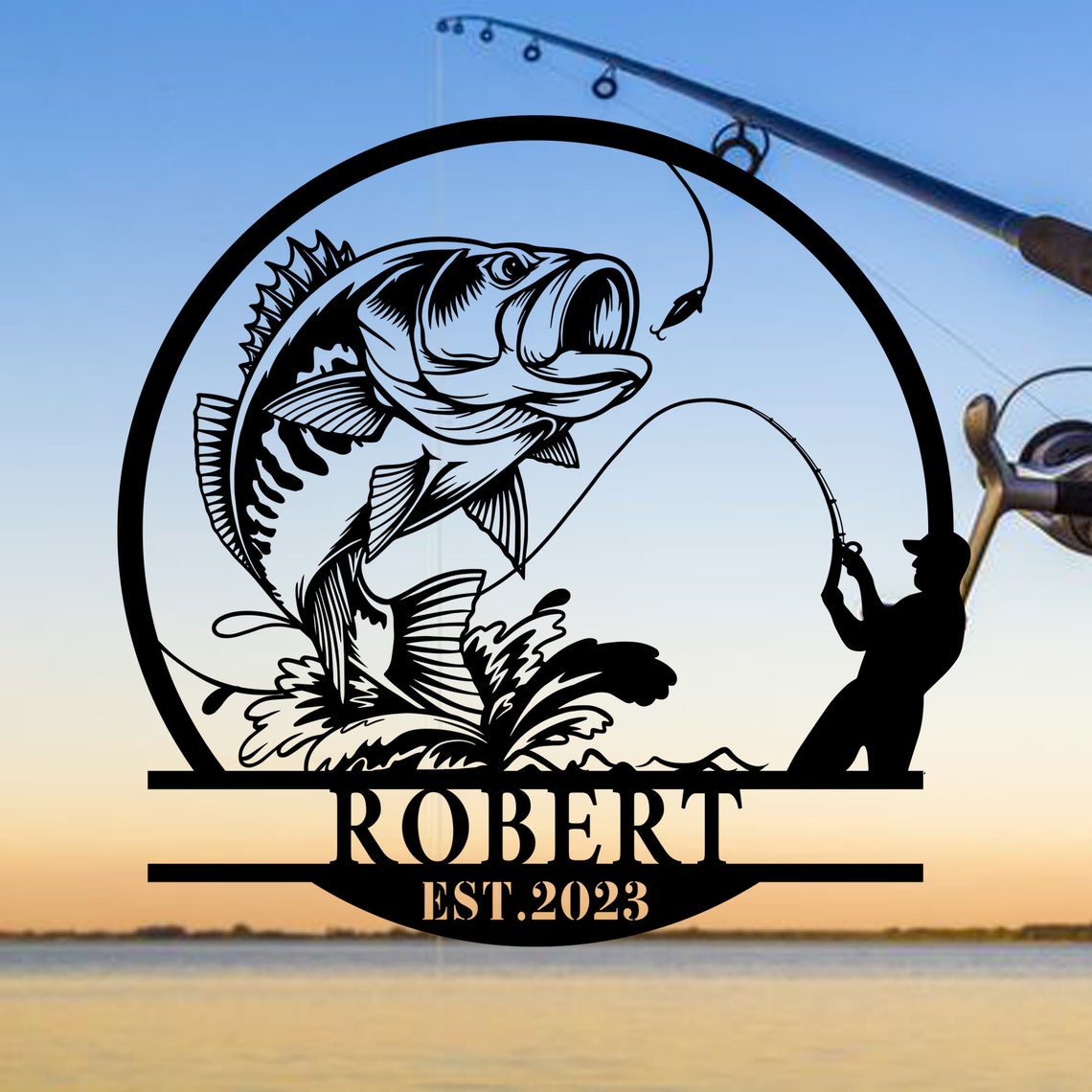 Fishing Metal Sign Custom Fish Name Sign Bass Fishing Sign - Etsy