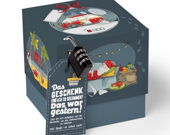 SURPRISA Geschenkbox mit Weihnachtsrätsel, Geschenkverpackung für Weihnachten, Rätselbox Geldgeschenke Verpackung für Gutscheine