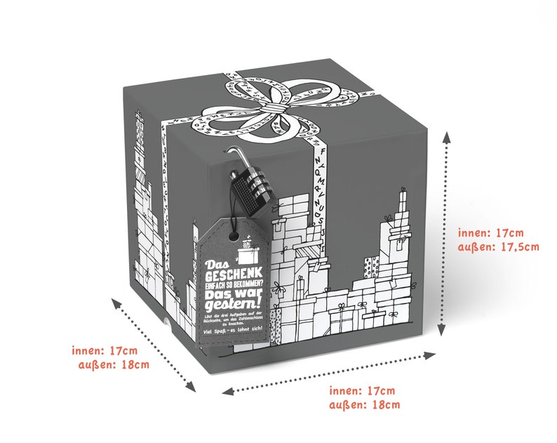 SURPRISA Rätselbox, Geschenkbox, Geldgeschenke Verpackung, Gutscheine zum Geburtstag, Jugendweihe oder Hochzeit, Geschenkrätsel Bild 9