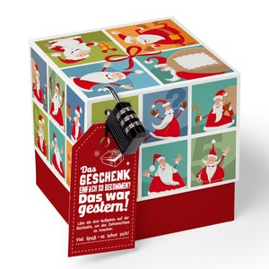 SURPRISA Geschenkbox für Weihnachten, Rätselbox Geldgeschenke Verpackung für Gutscheine, Weihnachtsmann Rätsel, in drei verschiedenen Größen