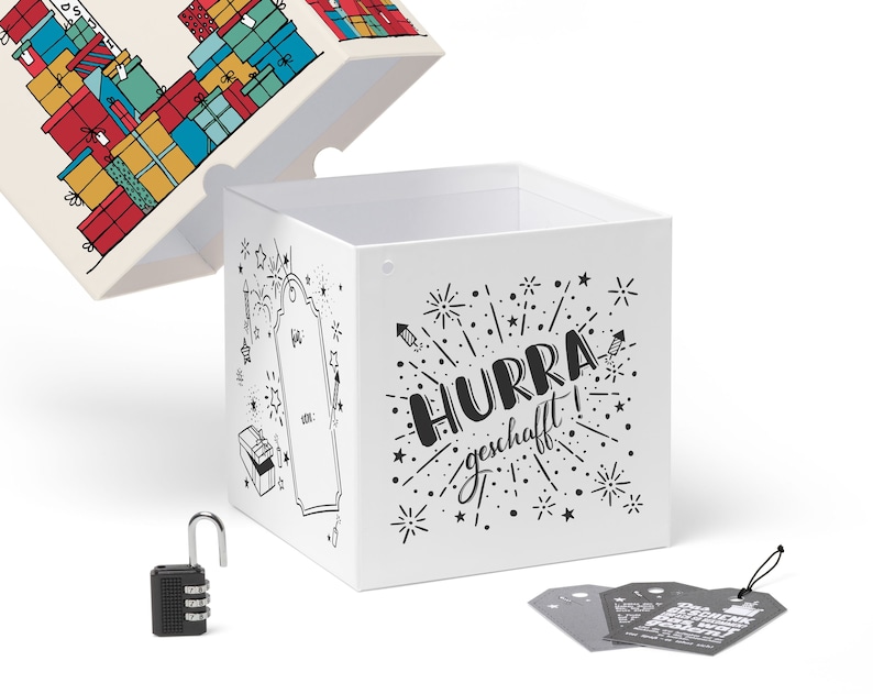 SURPRISA Rätselbox, Geschenkbox, Geldgeschenke Verpackung, Gutscheine zum Geburtstag, Jugendweihe oder Hochzeit, Geschenkrätsel Bild 4