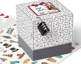 SURPRISA Puzzle Boîte Pliante Labyrinthe, Emballage Cadeau en Argent, Bons d'anniversaire, Consécration de la Jeunesse, Anniversaires ou Noël, Coffret Cadeau