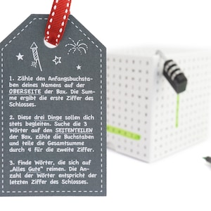 SURPRISA Rätselbox Worträtsel, Geldgeschenk Verpackung, Gutscheine zum Geburtstag, Jugendweihe, Jubiläum oder Weihnachten, Geschenk Box Bild 4