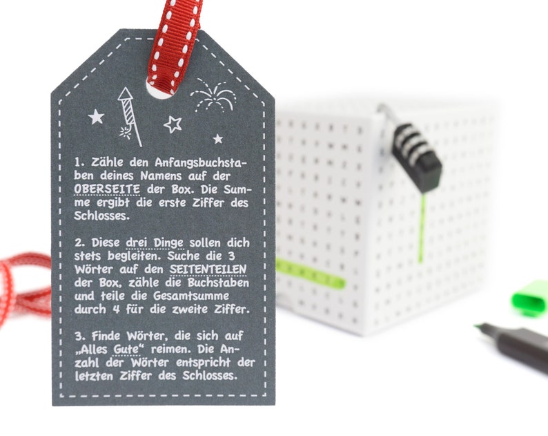 SURPRISA Rätselbox Worträtsel, Geldgeschenk Verpackung, Gutscheine zum Geburtstag, Jugendweihe, Jubiläum oder Weihnachten, Geschenk Box Bild 4