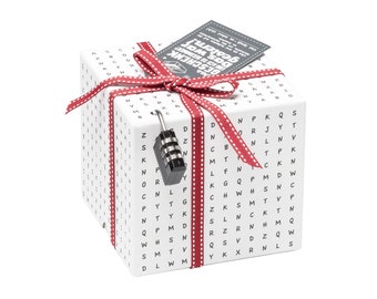 SURPRISA Puzzle Box Word Puzzle, Emballage Cadeau en Argent, Bons d'anniversaire, Consécration de la Jeunesse, Anniversaire ou Noël, Coffret Cadeau