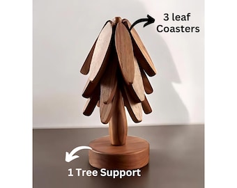 Handmade Trivet Coasters Set, Modern Tree Coasters For Kitchen | Housewarming Gift - Dark Brown