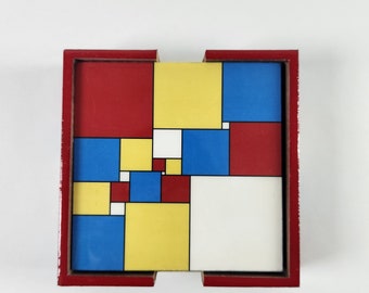 Multi Color Coaster set, Coasters With Holder, Housewarming Gift | Kitchen Gift For Mom