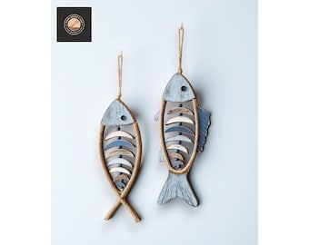 Handmade Wood Fish Wall Hanging – Vintage Nautical Decor