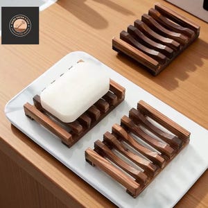 Natural Bamboo Soap Dish – Mildew-Resistant Wooden Tray for Bathroom, Draining Soap Holder for Shower or Sink