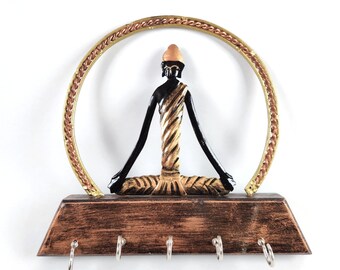 Handmade Buddha Key Holder, Metal Wall Decor, Boho Style for Home/office, Birthday Gift, New Home gift