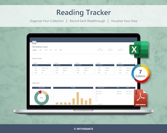 Excel Reading Tracker: Book Journal & Library Organizer (Digital Download)