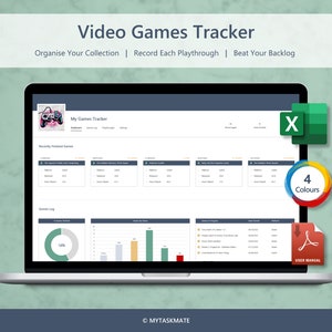 Video Game Tracker for Excel -  Game Tracker | Game Journal | Game Collection | Backlog Tracker | Gaming Tracker | Gaming | Excel Template
