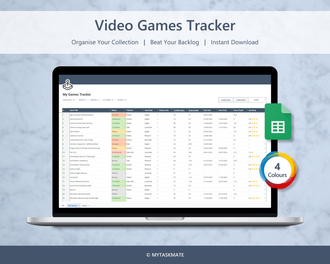 Video Game Tracker for Google Games Tracker Game Journal Game