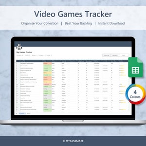 Video Game Tracker for Google - Games Tracker | Game Journal | Game Collection | Backlog Tracker | Gaming Tracker | Gaming | Google Sheets