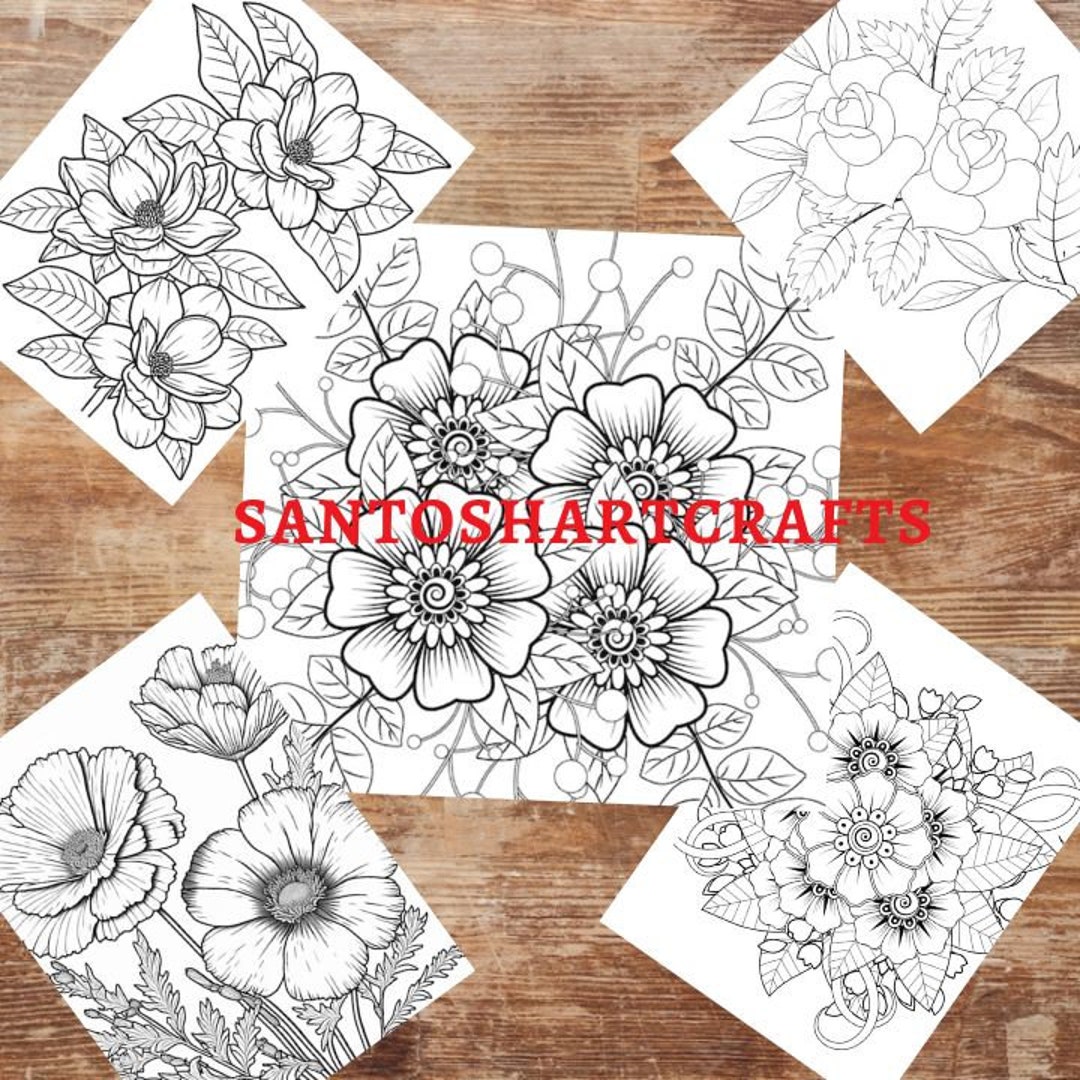 Simple Flower Coloring Pages Flower Vase Cooring Pages - Etsy