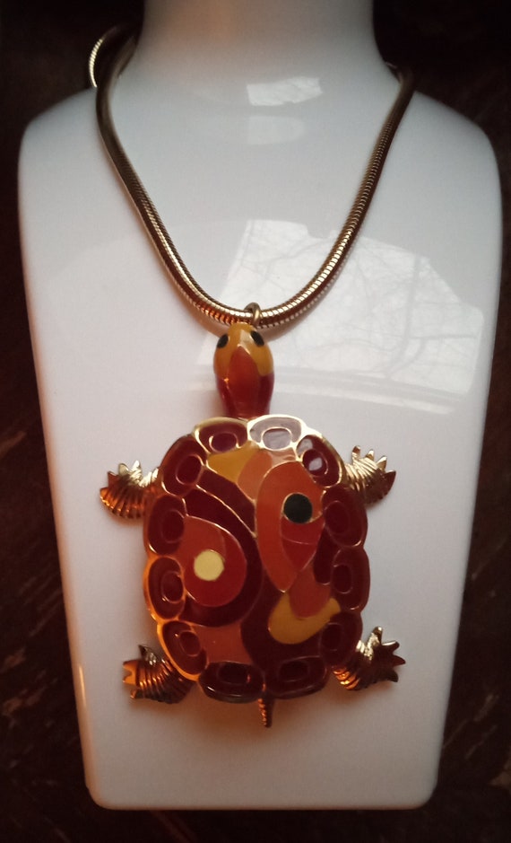 Eisenberg Enamel Turtle Pendant Artist Series 1970