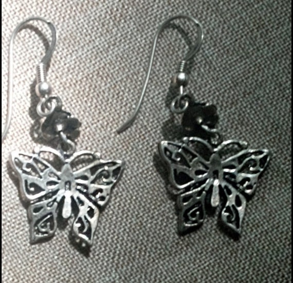 Marcasite 925 Silver Butterfly Single Rose Vintag… - image 3