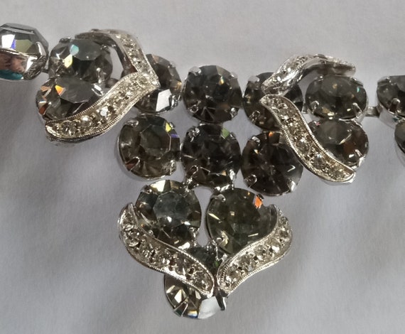 Weiss Black Diamond Crystal 50's Necklace Earring… - image 1