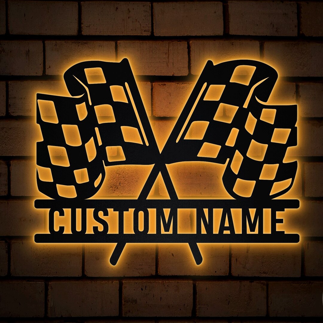 Personalized F1 Flag Metal Color With LED Light Checkered - Etsy