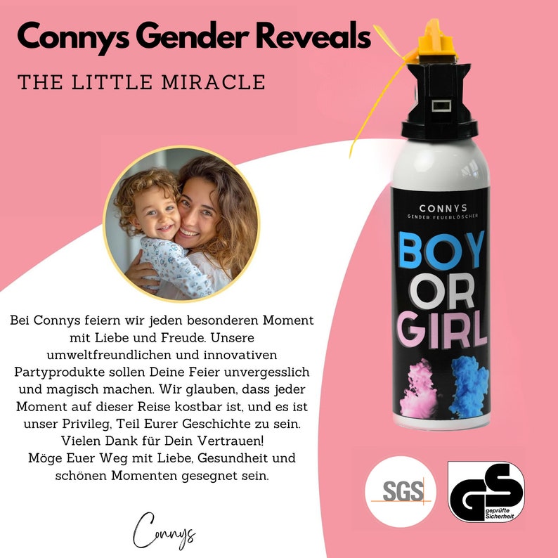 Gender Reveal Fire Extinguisher Free Confetti Cannon Powder Spray 100g Gender Reveal Boy or Girl Boy or Girl image 3